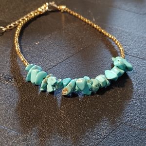 Stunning Marked 18K Gold Plated Turquoise Bracelet